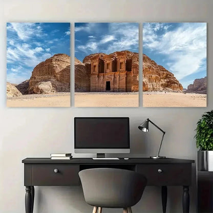 3pcs Middle East Desert Landscape Perfect Wall Art Set Canvas Framed 50x70cm - High Quality Print 100% Australian Made Wall Canvas Ready to Hang
