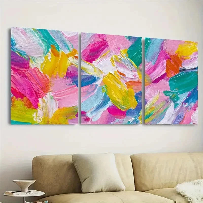 3pcs Brush Strokes On, Art, Preppy Dorm Wall Art Set Canvas Framed 40x60cm - High Quality Print 100% Australian Made Wall Canvas Ready to Hang - Bella Home Decor