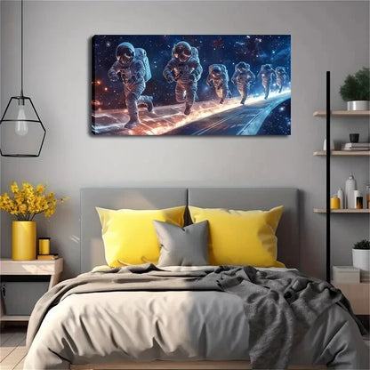 A Group Of Astronauts Wall Art Canvas Office Home Room Framed 120x60cm - Bella Home Decor