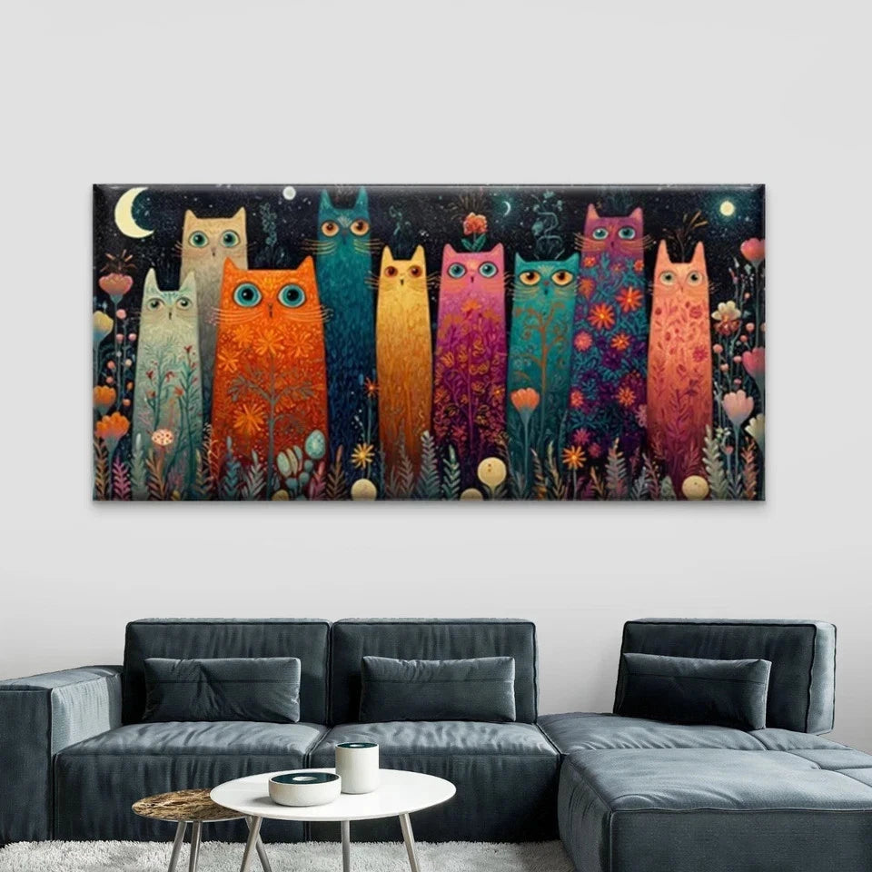 Cosmic Background, Florals Wall Art Canvas Office Home Room Framed 120x60cm