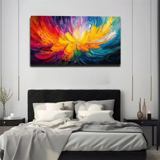 Modern Minimalist Vibrant Bloom Wall Art Canvas Office Home Room Framed 120x60cm