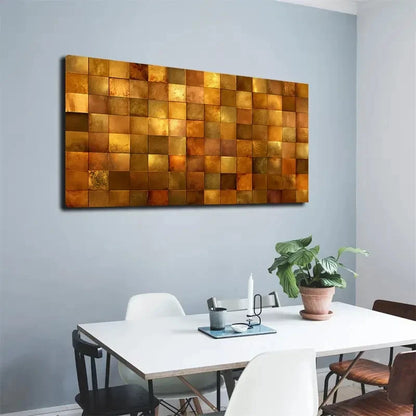 Golden Square Pattern Wall Art Canvas Office Home Room Framed 120x60cm