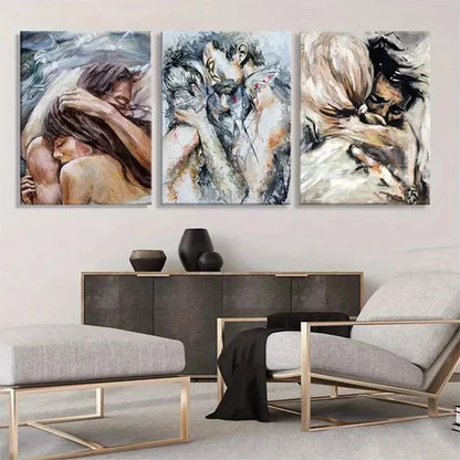 3pcs Romantic Love Embrace Soft Perfect  Wall Art Set Canvas Unframed - High Quality Print 100% Australian Made Wall Canvas