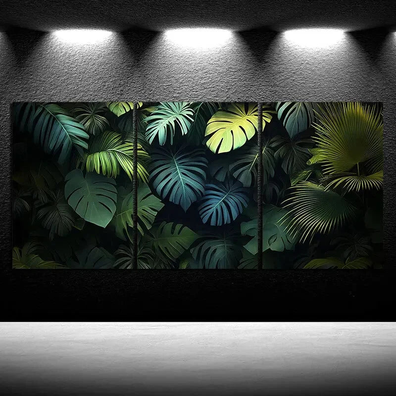 3pcs Leaves Green Plants Under The Sunshine Metal Print Ready to Hang Art - Bella Home Decor