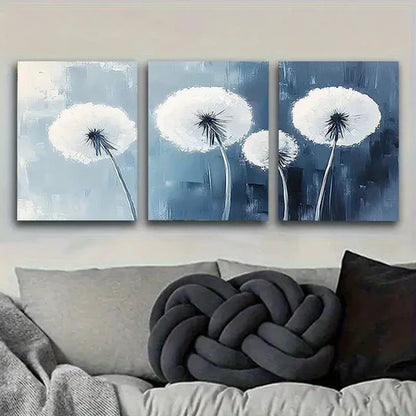 3pcs Minimalist Dandelion Wall Art Set Canvas Unframed - High Quality Print 100% Australian Made Wall Canvas - Bella Home Decor