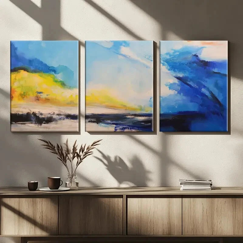 3pcs Colorful Abstract Landscape Modern Perfect Wall Art Set Canvas Framed 40x60cm - High Quality Print 100% Australian Made Wall Canvas Ready to Hang - Bella Home Decor