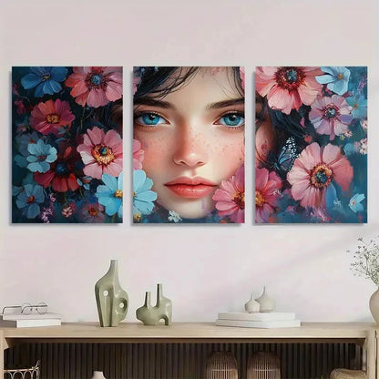 3pcs Dreamy Girl Butterflies Flowers Perfect Wall Art Set Canvas Framed 40x60cm - High Quality Print 100% Australian Made Wall Canvas Ready to Hang - Bella Home Decor