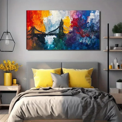 Abstract Suspension Bridge Wall Art Canvas Office Home Room Framed 120x60cm