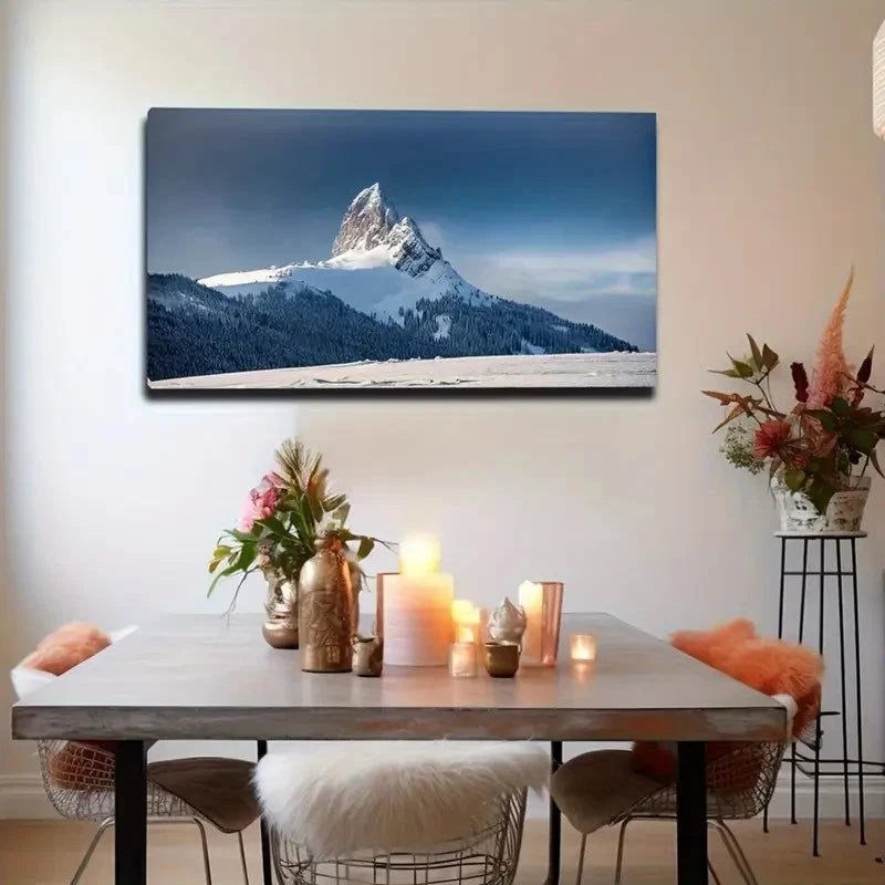 Snow Capped Mountains Wall Art Canvas Office Home Room Framed 120x60cm