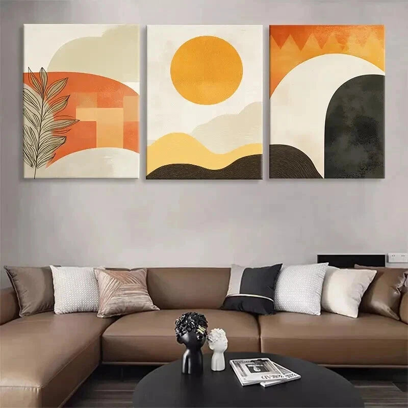 3pcs Abstract Geometric Landscape Perfect Wall Art Set Canvas Framed 60x90cm - High Quality Print 100% Australian Made Wall Canvas Ready to Hang