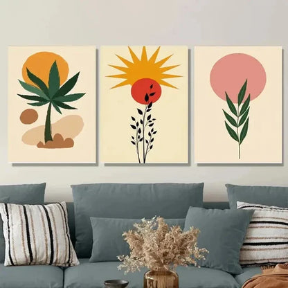 3pcs Boho Style Modern Abstract Tree  Wall Art Set Canvas Unframed - High Quality Print 100% Australian Made Wall Canvas - Bella Home Decor