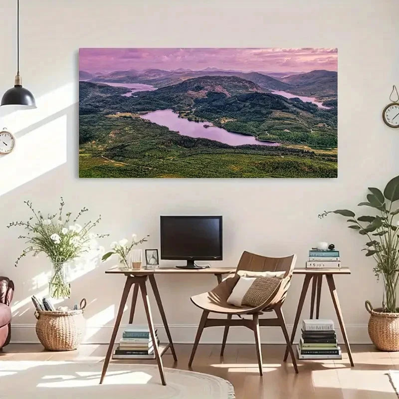 Scottish Aerial View Landscape Wall Art Canvas Office Home Room Framed 120x60cm