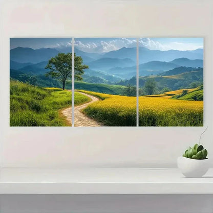 3pcs Golden Rice Fields & Woodland SD Wall Art Set Canvas Unframed - High Quality Print 100% Australian Made Wall Canvas - Bella Home Decor