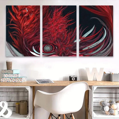 3pcs Red Sun Abstract Scene Wall Art Set Canvas Framed 40x60cm - High Quality Print 100% Australian Made Wall Canvas Ready to Hang