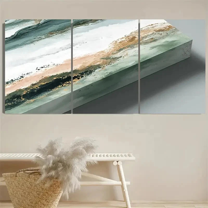 3pcs DustinWay Sage Green Pastels malist Wall Art Set Canvas Framed 50x70cm - High Quality Print 100% Australian Made Wall Canvas Ready to Hang - Bella Home Decor