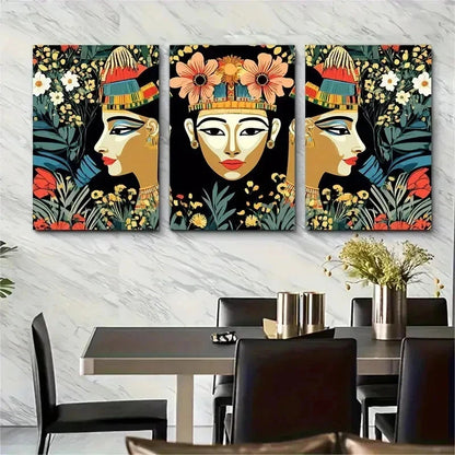 3pcs Egypt Posters Vintage Egyptian Perfect Wall Art Set Canvas Framed 50x70cm - High Quality Print 100% Australian Made Wall Canvas Ready to Hang - Bella Home Decor