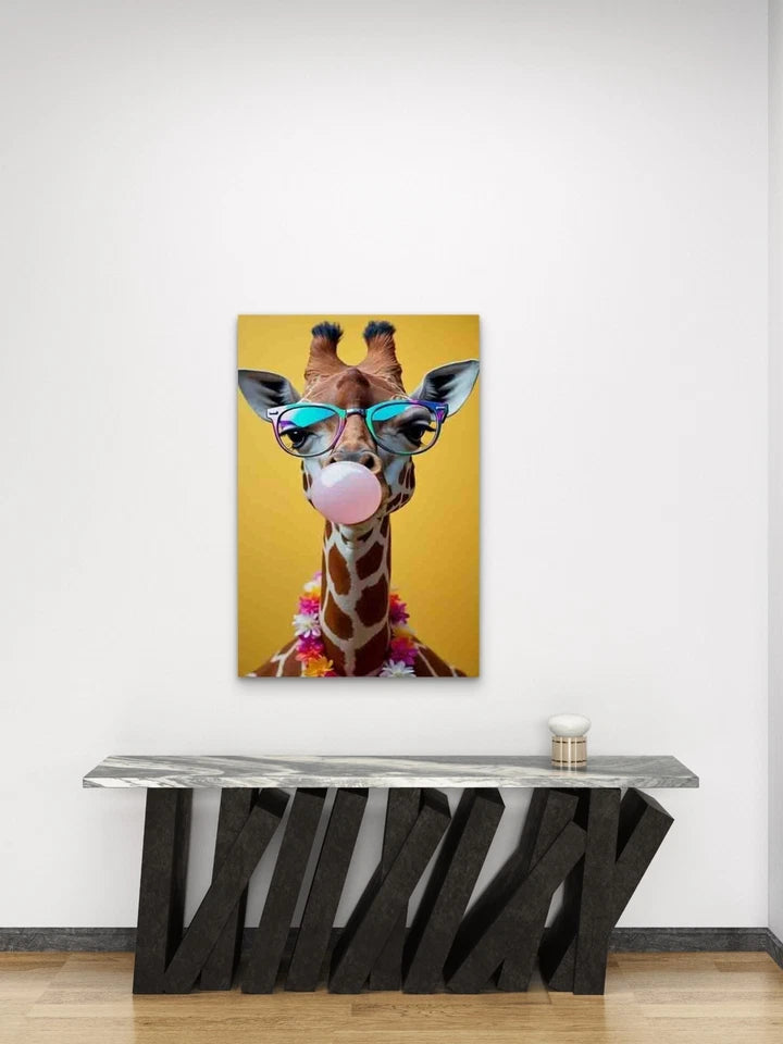 Playful Whimsical Giraffe Metal Print Ready to Hang