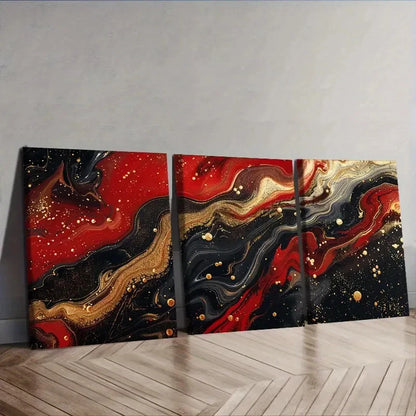 3pcs Black and red ink Wall Art Set Canvas Framed 50x70cm - High Quality Print 100% Australian Made Wall Canvas Ready to Hang - Bella Home Decor