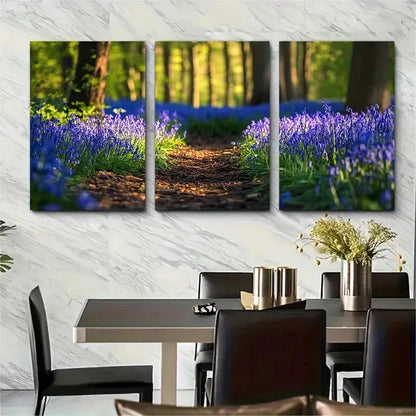3pcs Ancient Bluebell Wildflower Perfect Wall Art Set Canvas Framed 50x70cm - High Quality Print 100% Australian Made Wall Canvas Ready to Hang - Bella Home Decor