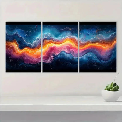 3pcs Multicolor Swirls & Cosmic Design MS  Wall Art Set Canvas Framed 60x90cm - High Quality Print 100% Australian Made Wall Canvas Ready to Hang