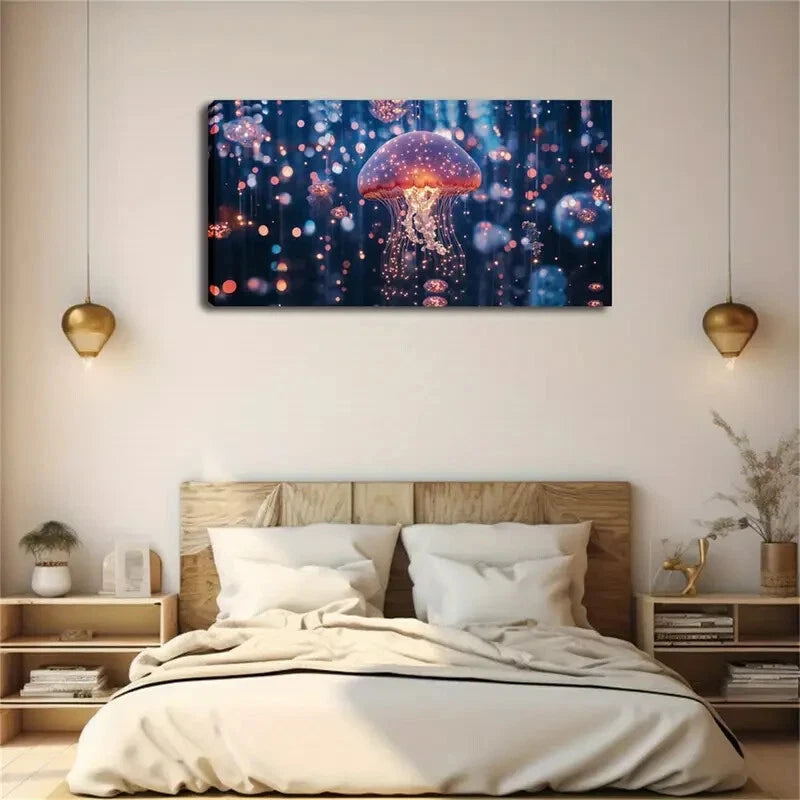 Modern And Simple Jellyfish Wall Art Canvas Office Home Room Framed 120x60cm - Bella Home Decor