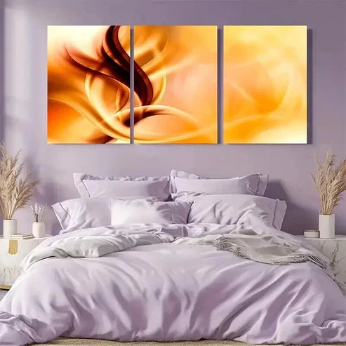 3pcs Entangled Abstract Golden Waves  Art Set Canvas Unframed - High Quality Print 100% Australian Made Wall Canvas