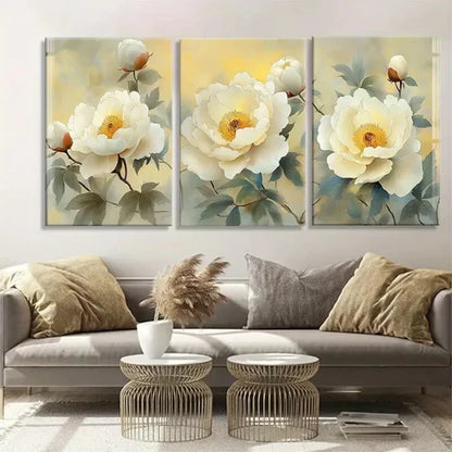 3pcs Elegant Peony Flower Set Featuring Perfect Wall Art Canvas Unframed – High Quality Print 100% Australian Made Wall Canvas