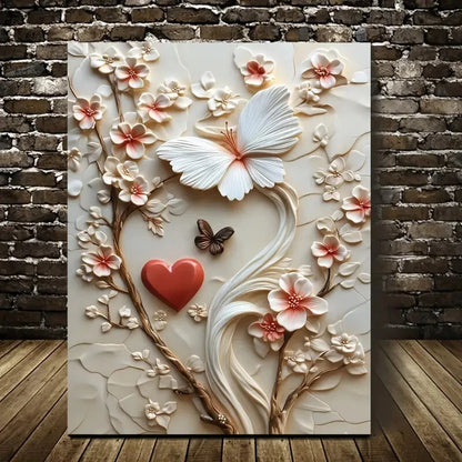 Beautiful Featuring Heart Blossoms Painting 40x60cm Metal Print Ready to Hang - Bella Home Decor