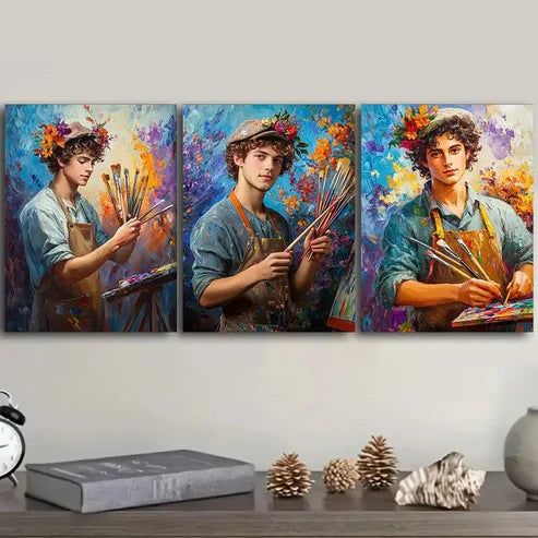 3pcs A Young Artist Wall Art Set Canvas Unframed – High Quality Print 100% Australian Made Wall Canvas - Bella Home Decor