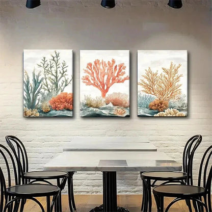 3pcs Coastal Coral Reef Ocean Perfect Design Wall Art Set Canvas Framed 60x90cm - High Quality Print 100% Australian Made Wall Canvas Ready to Hang - Bella Home Decor