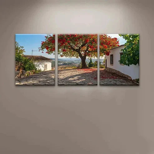 3pcs The Trees in the Yard Flowers Perfect Wall Art Set Canvas Unframed - High Quality Print 100% Australian Made Wall Canvas