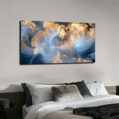 Flowing Line Forms Like Waves Wall Art canvas office home room framed 120x60cm