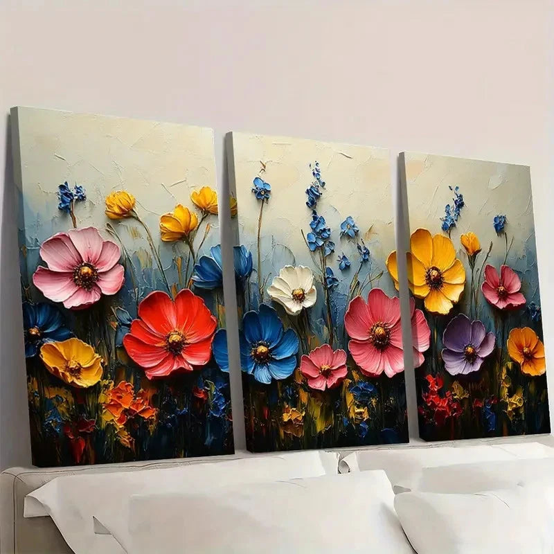 3pcs Field Art Prints Horizontal  FB    Wall Art Set Canvas Framed 50x70cm - High Quality Print 100% Australian Made Wall Canvas Ready to Hang