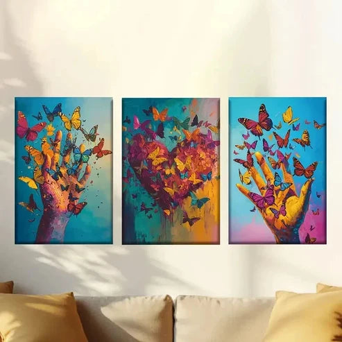 3pcs Hands and Love Wall Art Canvas Unframed - High Quality Print 100% Australian Made Wall Canvas