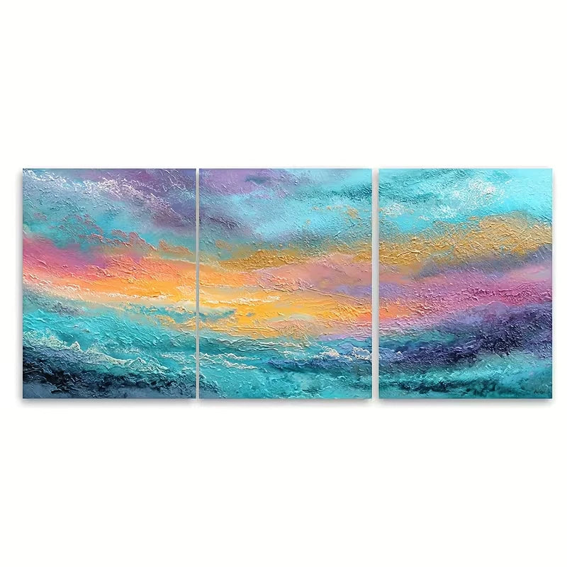 3pcs Abstract Seascape Oil Painting Wall Art Set Canvas Framed 40x60cm - High Quality Print 100% Australian Made Wall Canvas Ready to Hang - Bella Home Decor