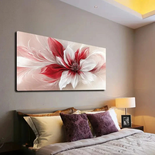 Minimalist Red and White Wall Art canvas office home room framed 120x60cm