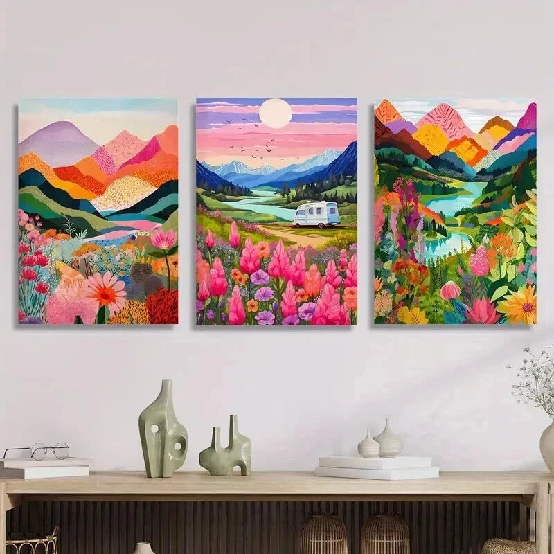 3pcs Gorgeous Lakes and Mountains Perfect Wall Art Set Canvas Framed 60x90cm - High Quality Print 100% Australian Made Wall Canvas Ready to Hang - Bella Home Decor