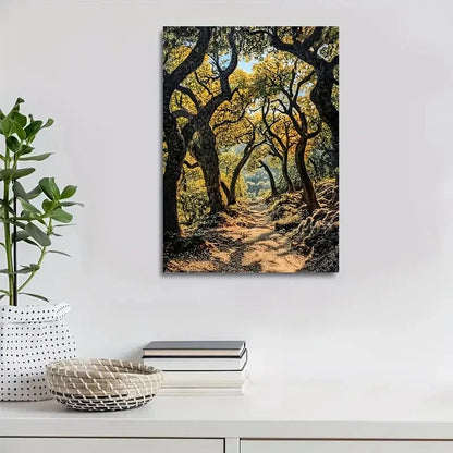 Beautiful Flourishing Oak Forest Suitable Painting 40x60cm Metal Print Ready to Hang - Bella Home Decor