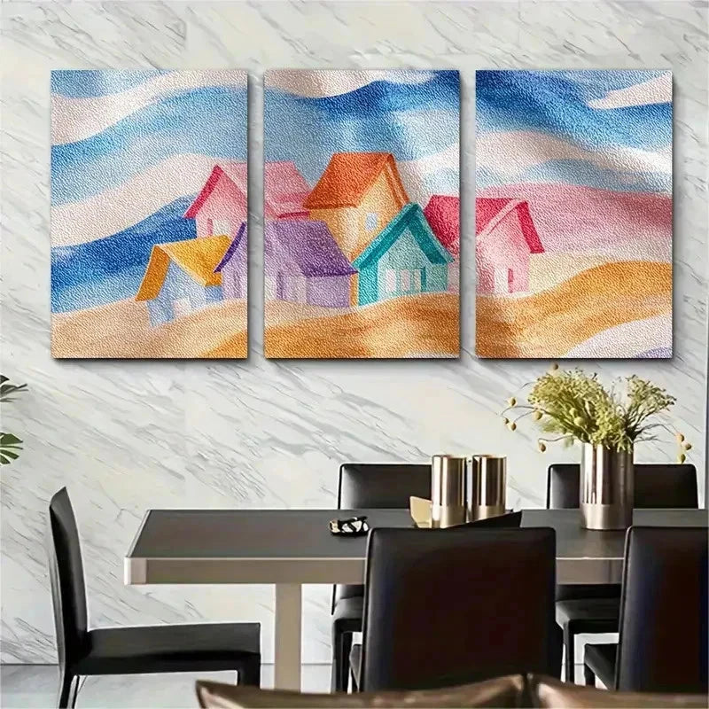 3pcs Sun Kissed Towels Sign Decor Perfect Wall Art Set Canvas Framed 50x70cm - High Quality Print 100% Australian Made Wall Canvas Ready to Hang