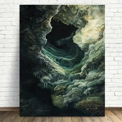 Beautiful Dark Cave Modern Vintage Painting  40x60cm Metal Print Ready to Hang - Bella Home Decor
