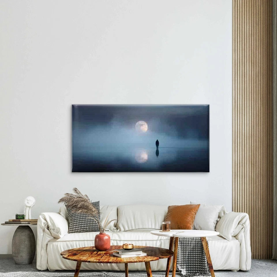 Calming Night Sea View Wall Art Canvas Office Home Room Framed 120x60cm - Bella Home Decor