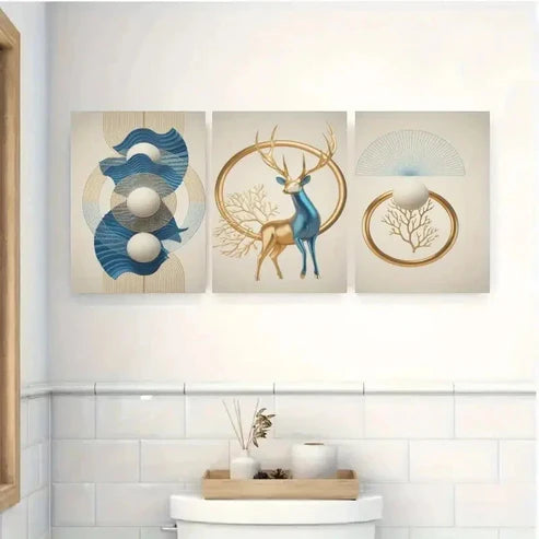 3pcs Geometric Circles Modern Style, Popular  Wall Art Set Canvas Unframed - High Quality Print 100% Australian Made Wall Canvas - Bella Home Decor