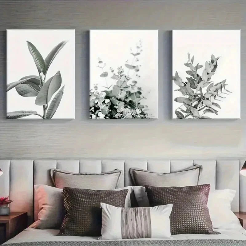 3pcs Rubber Green Plant Botanical Metal Print Ready to Hang Art