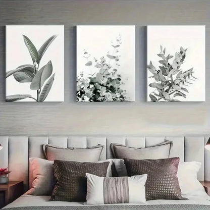 3pcs Rubber Green Plant Botanical Metal Print Ready to Hang Art