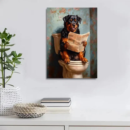 Contemporary Rottweiler Dog Painting 40x60cm Metal Print Ready to Hang - Bella Home Decor