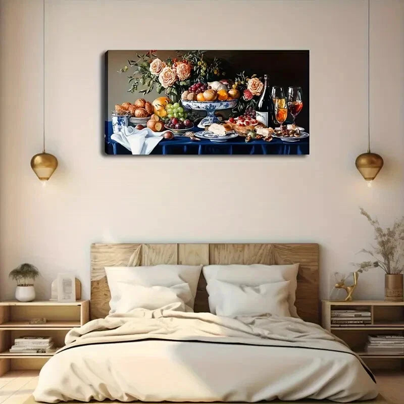 Still-Life with Vibrant Table Wall Art Canvas Office Home Room Framed 120x60cm - Bella Home Decor