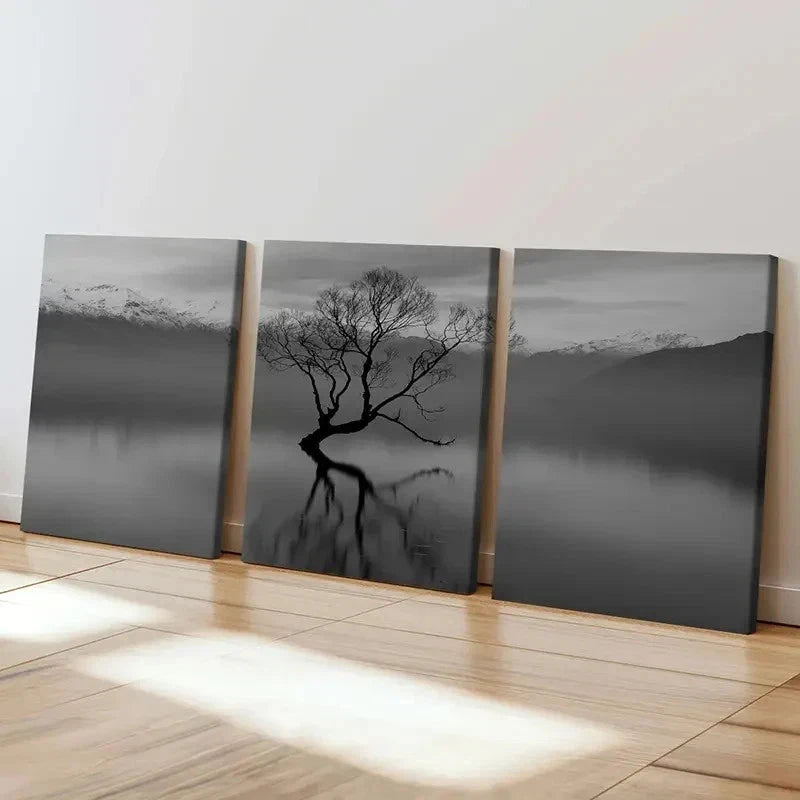 3pcs Dead Tree In The Middle Of The Lake Wall Art Set Canvas Framed 40x60cm - High Quality Print 100% Australian Made Wall Canvas Ready to Hang - Bella Home Decor