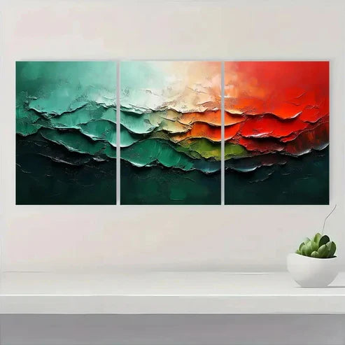 3pcs White & Green, Red & Green Wall Art Canvas Unframed - High Quality Print 100% Australian Made Wall Canvas