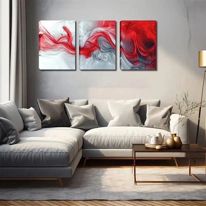3pcs Triplet Watercolor Abstract Red Perfect Wall Art Set Canvas Framed 60x90cm - High Quality Print 100% Australian Made Wall Canvas Ready to Hang - Bella Home Decor