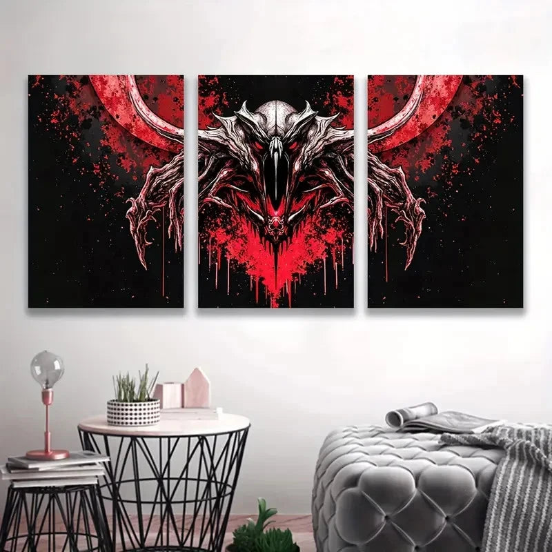 3pcs Black And Red Images Painting L  Wall Art Set Canvas Framed 50x70cm - High Quality Print 100% Australian Made Wall Canvas Ready to Hang - Bella Home Decor